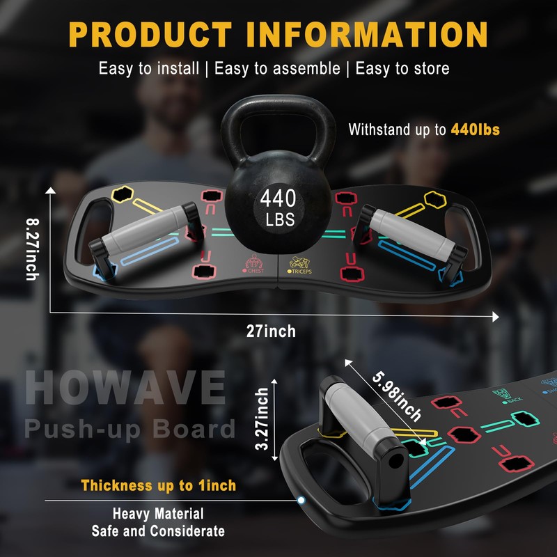 HOTWAVE Push Up Board, Portable Pushup Board for Men, Foldable