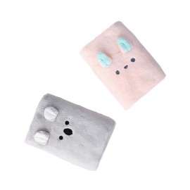 KOMBIUDA 2pcs Quick Dry Absorbent Hair Wrap Towels Cute Cartoon Bear Bunny Fleece Bath Towels for Fast Hair Drying for Home Travel Grey