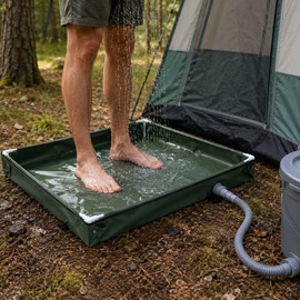 31.5-Inch Foldable Portable Shower Pan with Detachable Drain Pipe