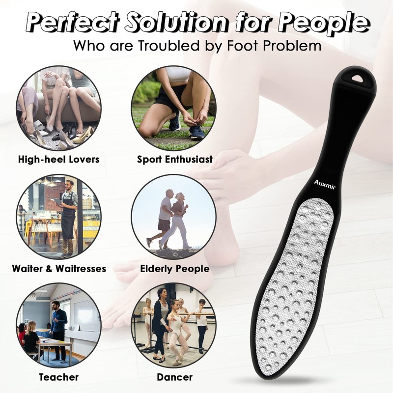 Auxmir Callus Remover Foot File Stainless Steel and ABS Plastic,