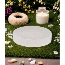 Selenite Charging Round Disk Crystal Charging Plate Selenite Slice Charging Plate Charge Crystals (14cm)