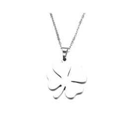 Mall of Style Four Leaf Clover Necklace for Women - Shamrock Jewelry - Leprechaun Pendant - Good Luck, Small, Stainless Steel, No Gemstone