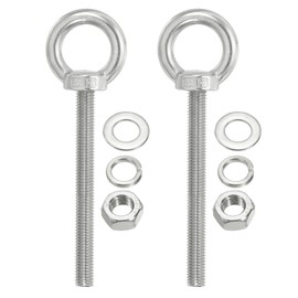 PATIKIL M12 x 100mm Lifting Shoulder Eye Bolts, Set of 2, 304 Stainless Steel Threaded Eye Bolts with Lifting Rings with Nuts and Washers, Perfect for Hammocks and Articles Hanging