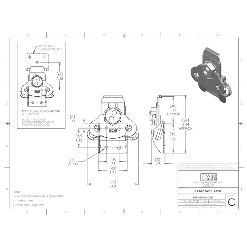 TCH Hardware Large Twist Lock