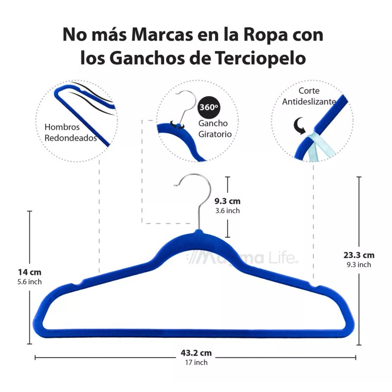 Magma Life 50 Ganchos para Ropa de Terciopelo, Gancho Plateado