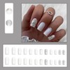 JUSTOTRY 24 Pcs Silvery Glitter Square False Nails Short with