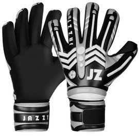 JAZZY SPORTS Professional Soccer Goalie Gloves for Youth Adult,Goalkeeper Gloves with Removable Finger Protect,Breathable,Strong Grip,6MM Latex Palm,Double Wrist Support (Gray, 10)