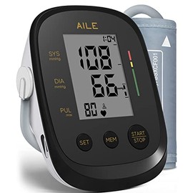 AILE Blood Pressure Monitor,AILE Blood Pressure Machine Upper Arm Large Cuff(8.7"-16.5" Adjustable),Automatic high Blood Pressure Cuff for Home use (Black)