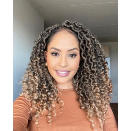 Forevery Faux Locs Crochet Hair 14 Inch Goddess Locs Crochet Hair for Black Women PreLooped 6 Packs Boho Crochet Locs With Curly Ends T27