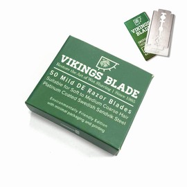 VIKINGS BLADE Double Edge Safety Razor Blades, 50x Blades, Swedish Steel + Platinum Coated, Replacement Razor Blades & Refills (Mild & Gentle)