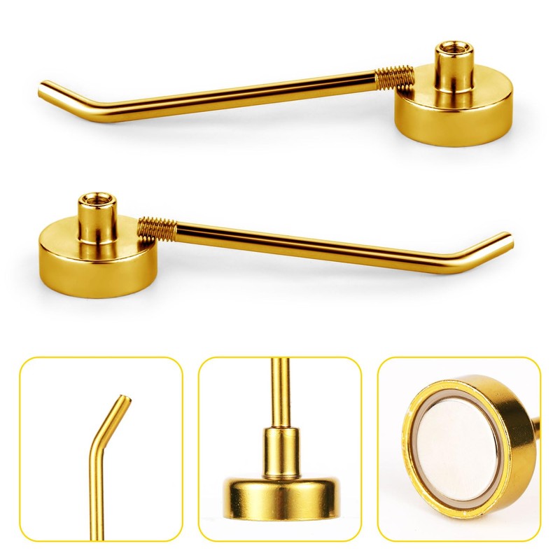 XIHIRCD 6pcs Gold Magnetic Hooks, 1.7lb 3 Inch Long Heavy