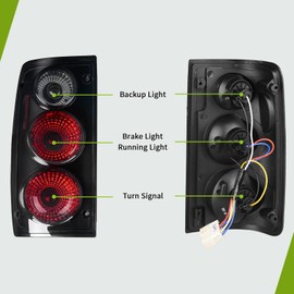 AUTOSAVER88 Tail Lights Compatible with 1989 1990 1991 1992 1993 1994 1995 Pickup Truck Tail Lamps (Black Smoke Tail light Assemblies Sold in Pairs) Black Housing Smoke Lens