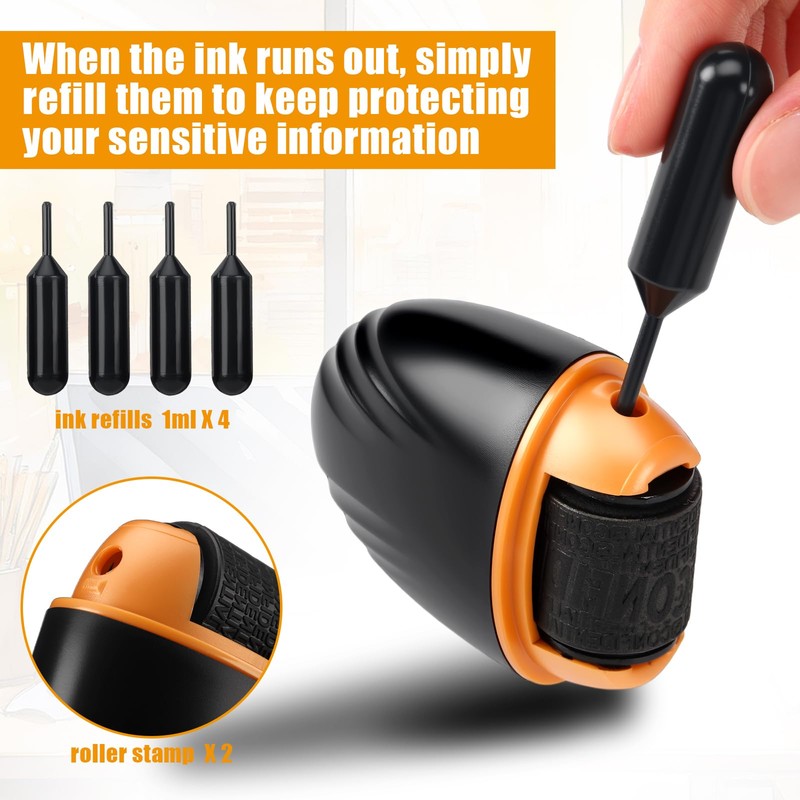 Nezyo 2 Pack Shell-Style Identity Theft Protection Roller Stamp Privacy