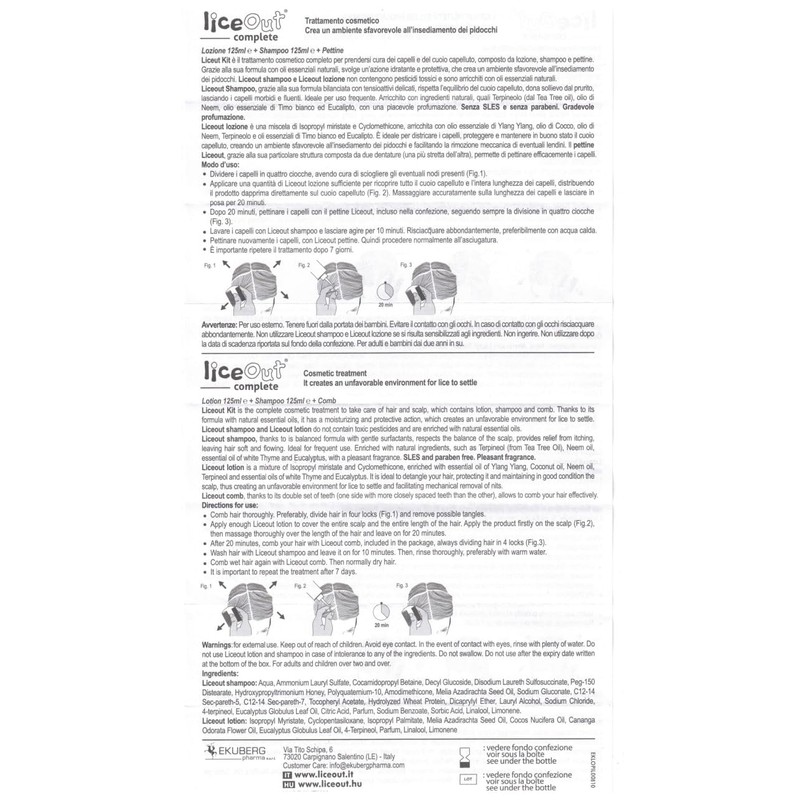 LICEOUT Complete Cosmetic Treatment Against Head Lice and Nits in