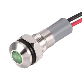 uxcell Signal Indicator Lights AC/DC 12V-24V 6mm Panel Mount Green LED Waterproof Metal Shell 5Pcs Lamp for Industrial Electrical Car Motorcycles Boat