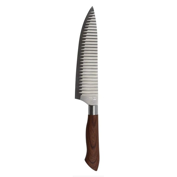 Macross MCK-129 Stainless Steel Kitchen Knife, Santoku 18, All-Purpose Kitchen Knife, Food, Easy to Peel Off, Sharp, Wavy Shape, Processed