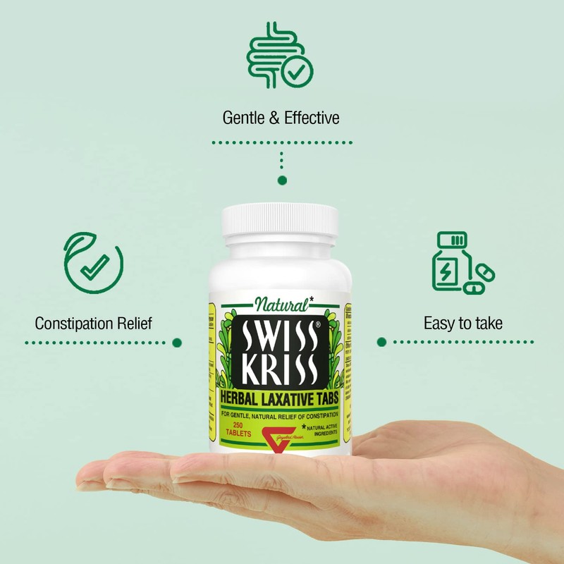 Swiss Kriss Herbal Laxative Tablets, Natural Laxatives for Constipation Relief,