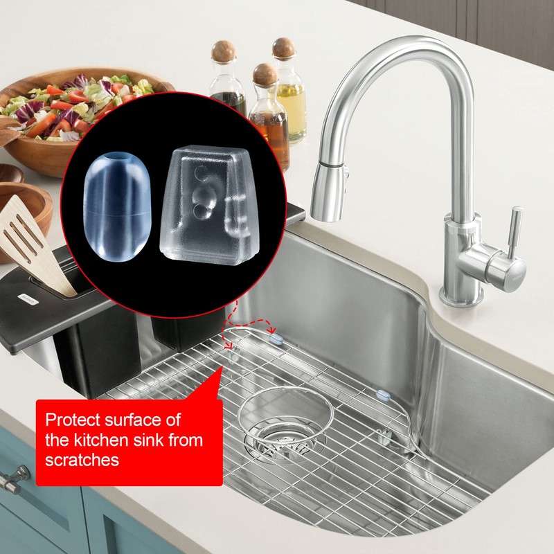OIIKI 24 Pcs Kitchen Sink Rack Rubber Feet, Including 12pcs