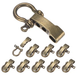 TIXIPEM Paracord Bracelet Shackle Buckle [10PCS] - Adjustable Metal O Bow Shackle Use for Survival Bracelets Belt & Outdoor Rope - [Ancient Bronze-Flat Head] Screw Pin Anchor Buckles