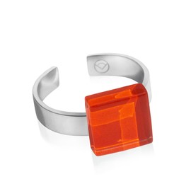 Ring mit Stein in chilirot (10mm) • Geburtsstein Schmuck Damen • Kleiner Edelstahlring größenverstellbar (min. Ø 17mm) • handgemacht & nachhaltig