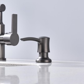 Ximlike Dark Gray Soap Dispenser for Kitchen Sink Built in, ABS Pump with 11OZ Bottle, Kitchen Sink Soap Dispenser