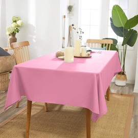 ANPTGHT Mantel cuadrado rosa de 210 g/m², resistente a las manchas y al agua, lavable, mantel de tela de 54 x 54 pulgadas, para mesa de comedor, bufé, fiestas, picnic, camping, cocina