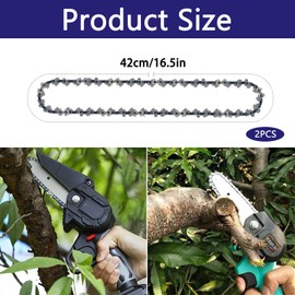 Pack of 2 Saw Chains 3/8 Inch 1.1 mm 45 TG 42 cm Blade Compatible with Most Common Saw Models, Saw Chains Replacement Chain Professional Chain for Wood Cutting and Tree Cutting