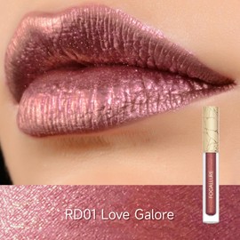 FOCALLURE Metallic Liquid Lipstick,Non Stick Cup Lip Gloss,High Impact Lip Color with Transfer-proof Wear,Long Lasting & Waterproof Lipstick Makeup for Women,Love Galore