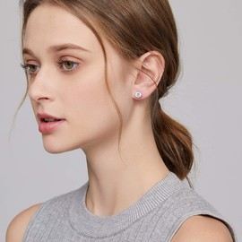 Diamond Studs Screw Back Cubic Zirconia Earrings Sterling Silver Screw Back Cubic Zirconia Stud Earrings 7mm Sterling Silver Diamond Earrings Screw Back CZ Earrings Studs CZ Stud Earrings for Women