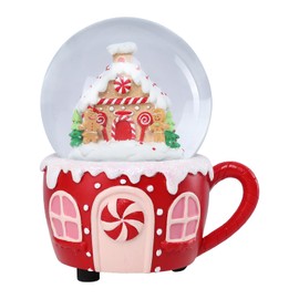 Christmas Snow Globe Musical Gingerbread Men House Christmas Tree Water Snow Globes with 7 Colors Light Change Music Box Home Christmas Decor for Kids