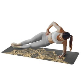 Yoga Mat with Strap - Sweat Absorbent Ultra Grippy Hot Yoga Mat Non Slip Towel Combo - Vegan Suede Yoga Mat - Mandala Exercise Mat for Bikram, Ashtanga, Vinyasa or Power Classes by RAD Sportz (Black)