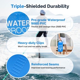 Yeabett Waterproof Dry Bag, 10L Waterproof Beach Bag with Adjustable Shoulder Strap, Dry Bag for Swimming, Camping, Kayaking, Beach,(Light Blue)