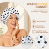 Reusable Shower Caps for Women Waterproof, Large Luxury Washable Elastic