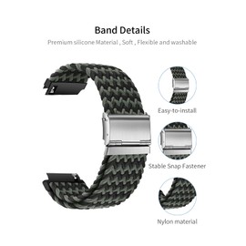 Compatible for Garmin Vivoactive 6 Health and Fitness GPS Smartwatch.WUNIKA Nylon Loop and Quick Release Elastic Band,Replacement Breathable Adjustable Sports Wristband,Black green