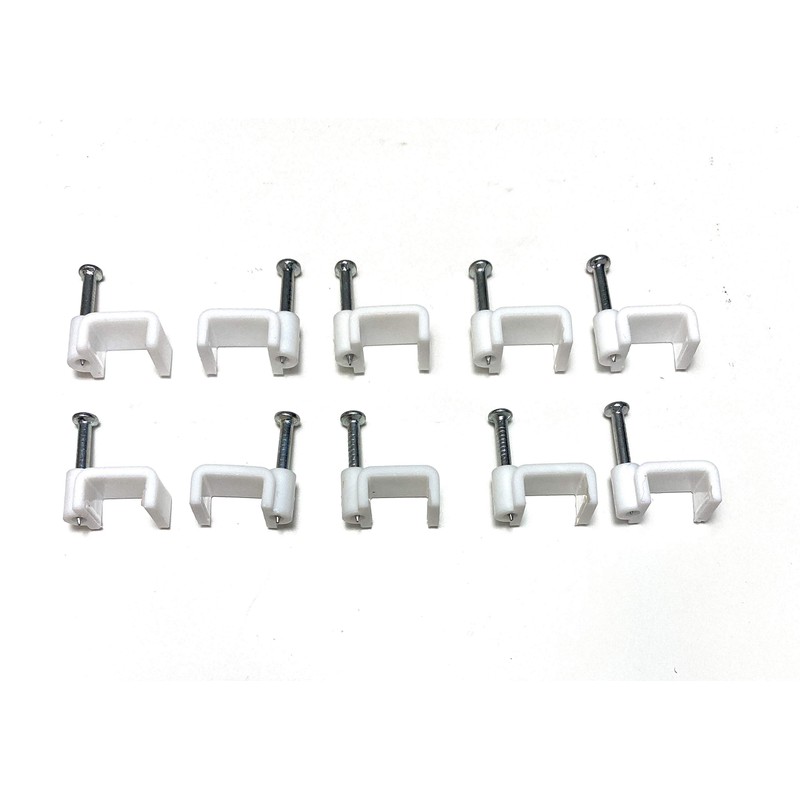 White Plastic Flat Electrical Wire Cable Clips TV Phone Internet