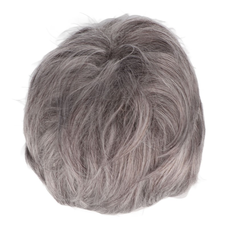 Men Gray Short Wig Heat Resistant Synthetic Multipurpose Adjustable Layered