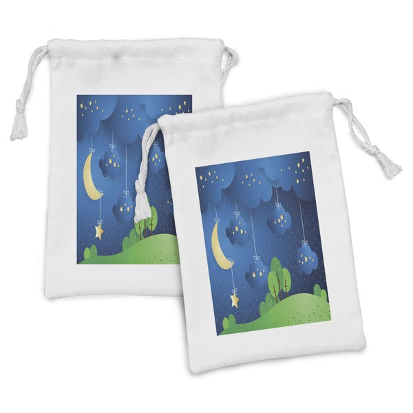 Lunarable Saying Fabric Pouch Set of 2, Hanging Moon Stars