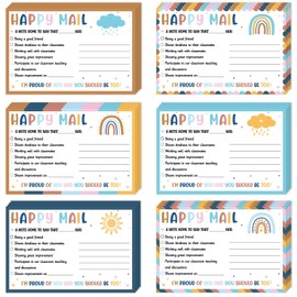 60 Pcs Boho Happy Mail Teacher Notes to Parents Rainbow Classroom Good Behavior Incentive Motivational Cards Positive Postcard to Send Home for Christmas Class Preschool Kindergarten Elementary School