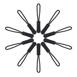 DBOO 10 Pack Zip Pulls for Backpacks, Tents, Trolley cases, Traveling cases, and Jackets (Black)