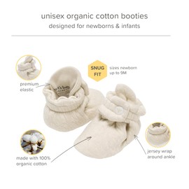 Burt's Bees Baby Girls Booties Organic Cotton Newborn Essentials Shoes, Gender Neutral Color for Ages 0 to 9 Months Old