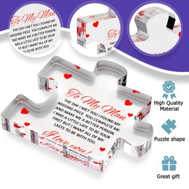 VELENTI Valentines Day Gifts for him - Engraved Acrylic Block Puzzle - Gifts for Him - Anniversary Present for Husband - Fiance Birthday Gifts, Valentines Day Gifts for Boyfriend - Cool Wedding Couple Gifts