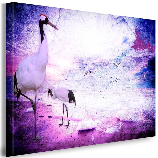 Julia-Art - Pictures Bird Crane Canvas with Stretcher Frame 40