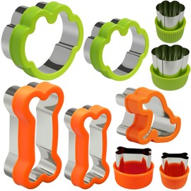 Dog Cookie Cutter Set, 9 Pieces - Bone, Paw Print, Puppy Shape Cookie Mold, Stainless Steel Dog Treats Biscuit Cutters with Plastic Cover, Assorted Sizes