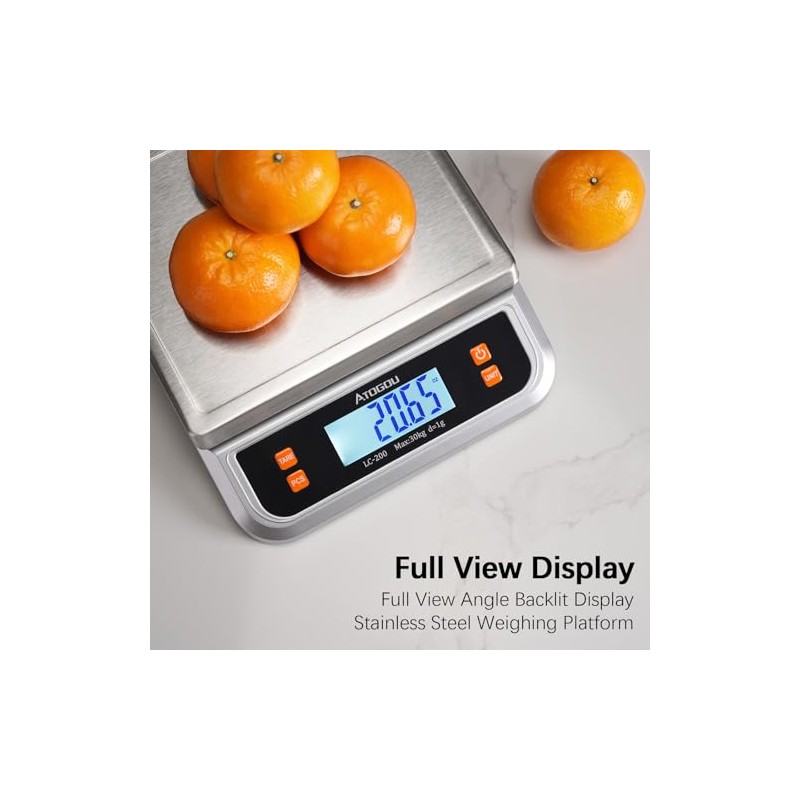Atogou 88lb Food Scale, Commercial Kitchen Scale Plug-in Usable with