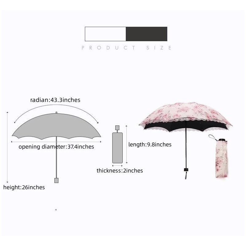 Honeystore Flower Print Vintage Parasol Anti-UV Folding Lace Embroidery Umbrella