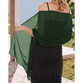 Women Shawls and Wraps for Evening Dresses Chiffon Wedding Stole Sheer Scarf, Dark Green