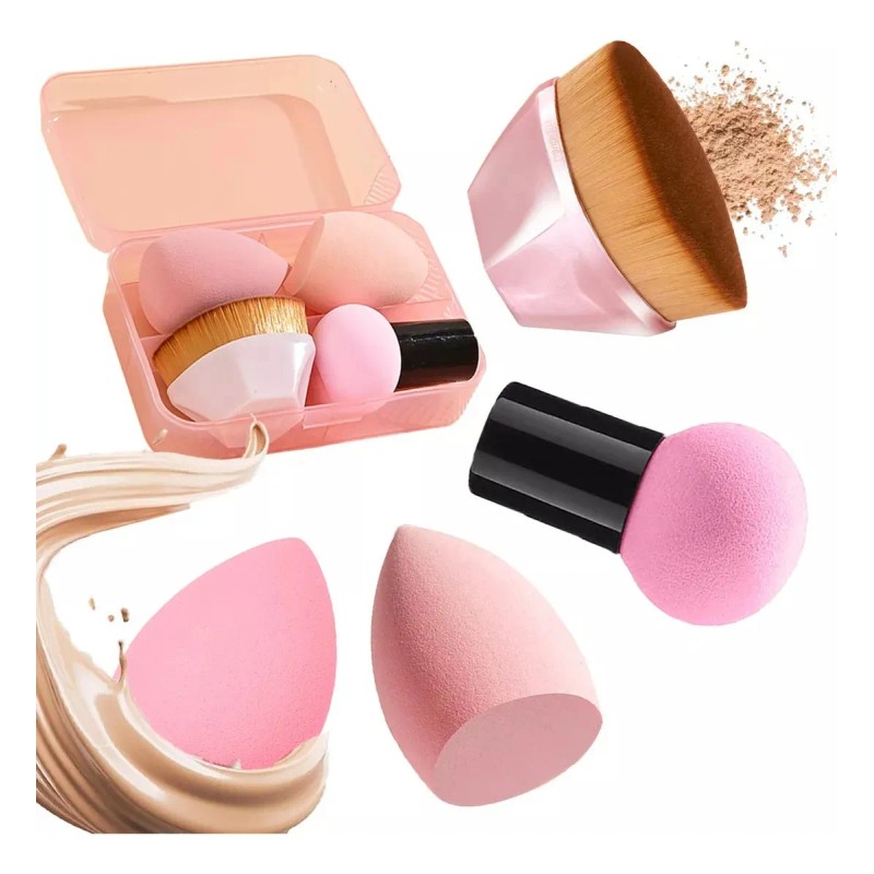 Kit De Esponja Para Maquillaje Con Brochas Kabuki Para Base
