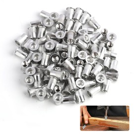 100pcs M6 Flat Head Aluminum Rivet Nuts, 15mm Length 9mm Diameter Flat Head Threaded Insert Nutsert,Blind Rivet Nut Fasteners for Metal, Wood, Automotive and DIY Projects