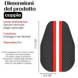 Esshogo 2 Stück Regenschutz Spiegel, Abdeckung für Auto-Rückspiegel, Kohlefaser-Augenbrauen, Rain Visor Smoke Guard, Rauchabdeckung Seitenspiegel Auto