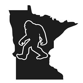 Minnesota State Bigfoot Sticker - 5" Decal {Black}- MN Big Foot, yeti Sticker, Sasquatch, boggy Billy Sticker, Boogie Man, Yeahoh, I Believe, Twin City, I Love MN, Home, Momo